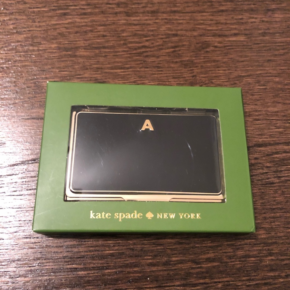 NWT ✨ Kate Spade Business Card Holder Black "A"